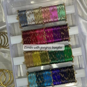 Glitzernde Gungroo-Armreifen mit Schachtel, traditionelles indisches Armreifen-Set, Brautschmuck (Chooda), funkelnder ethnischer Schmuck, Geschenkset für Damen