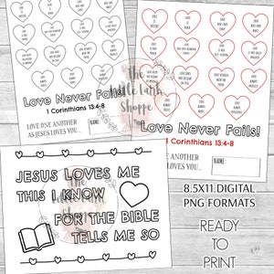 Sonntagsschulaktivitäten, Bibel ausmalseiten, Liebesverse, 1. Korinther 13, Jesus liebt mich, Sonntagsunterricht, Valentinslektion