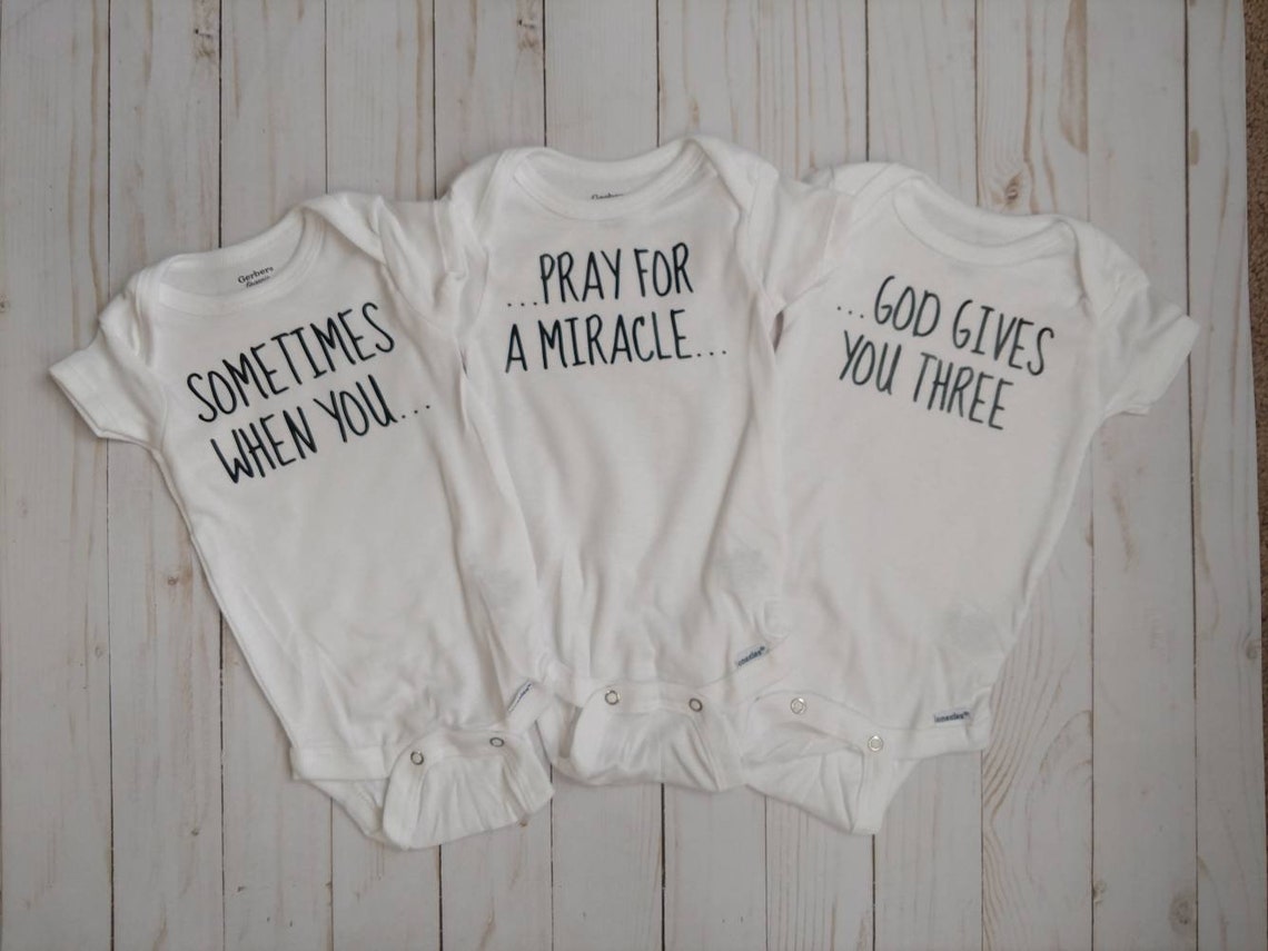 Triplets Gifts Triplet Onesies Sometimes when you pray... Etsy