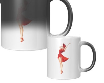 Lady In Red Pin Up Girl Retro 11oz Color Changing Magic Mug