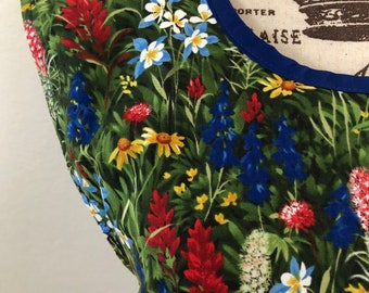 WILDFLOWER Bluebonnet Reversible Womens' Full Apron; Available in two sizes Regular Plus fits Most S-XXL & Tall/Plus fits Tall/Plus 1X-3X