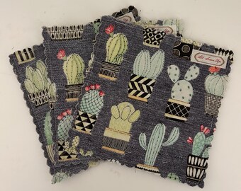 JAR GRIPPER or COASTER Cactus on Grey; Purchase one or set of 3