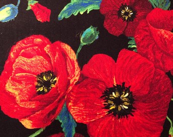 POPPY BOUQUET; Poppy-CD3223 by Timeless Treasures. Precut 1/4 yard