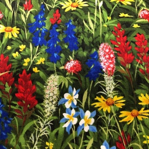 WildFlower Basics Favorites Bluebonnets and Indian Paintbrush Fabric By Sentimental Studios Best of Texas 32361 11 for Moda. image 1