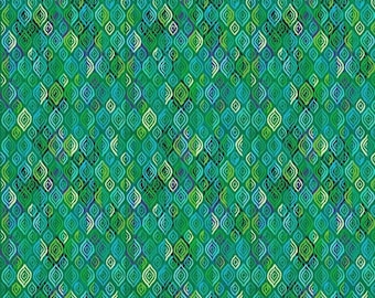 Free Spirit Fabric - Groovy in Green by Sue Penn; PWSP103.GREEN; 100% Cotton Fabruc- Cut off the bolt.