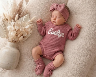 Personalized Baby Name Romper, Custom Newborn Outfit, Baby Girl Coming Home Outfit, Personalized Baby Gift, Newborn Photo Outfit