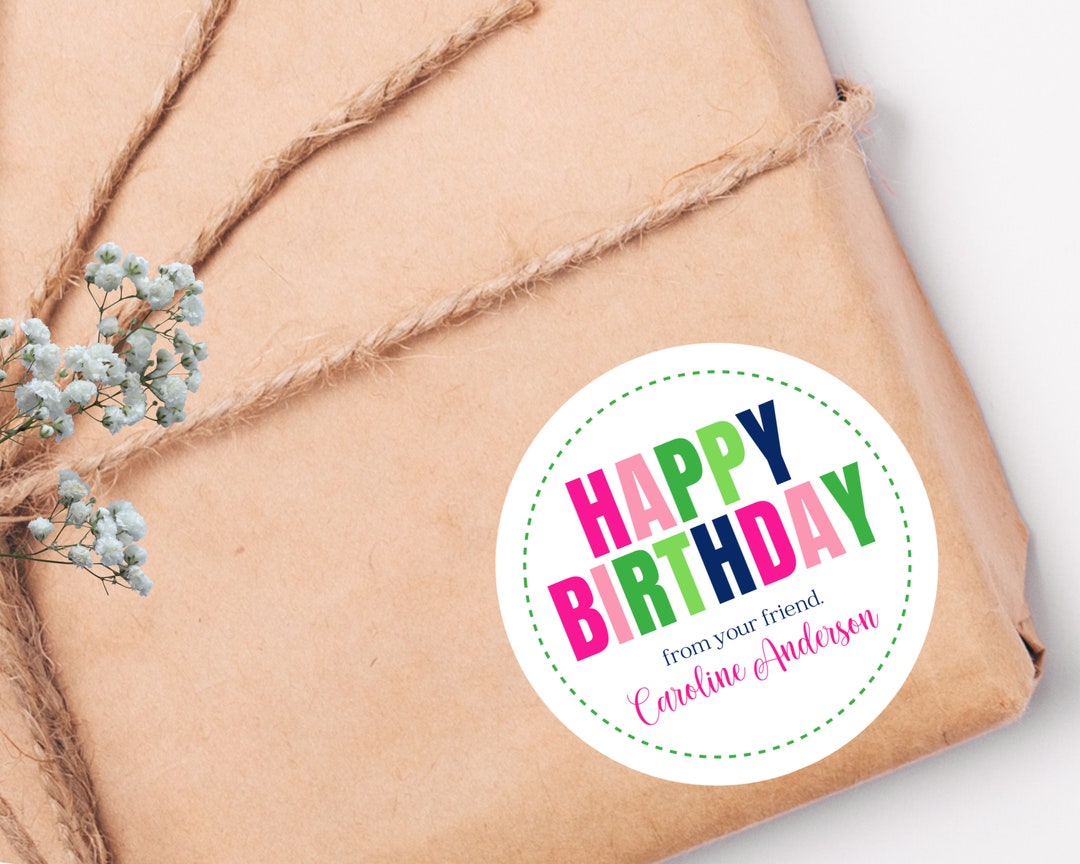 Personalized Gift Stickers Round Gift Stickers Happy Birthday Stickers