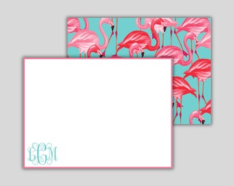 Personalized Flamingo Notecards - Monogrammed Notecards - Personalized Stationery - Preppy Notecards - Girl's Notecards - Gifts for Her