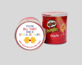 Pringles "All That and a Stack of Chips" Valentine's Day Sticker - Personalized Class Valentine Exchange