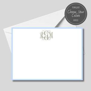 Monogramed Notecards - Personalized Stationery Set - Flat Thank You Notes