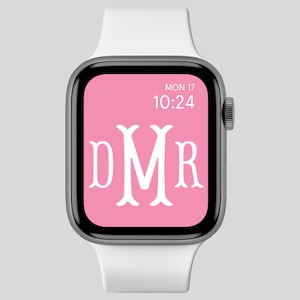 Carta da parati personalizzata per Apple Watch, quadrante dell’Apple Grandmillennial, sfondo con monogramma dell’Apple Watch, carta da parati Preppy Watch