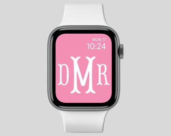 Gepersonaliseerde Apple Watch-achtergrond - wijzerplaat met monogram - digitale download