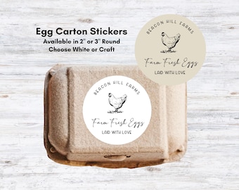 Personalized Egg Carton Stickers: Vintage Chicken Sketch Design