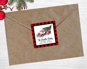 Personalized Address Labels Stickers - Christmas Address Labels - Square Address Stickers - Farmhouse Christmas Return Address Stickers