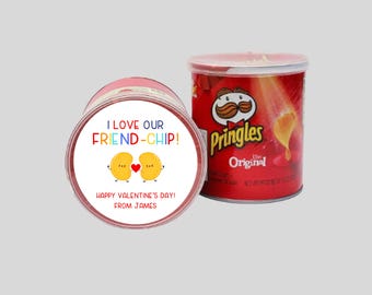 Personalized Pringles Valentine's Day Stickers - FriendCHIP Design - Class Valentine Exchange