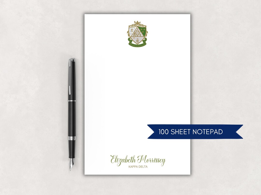 Personalized Kappa Delta Crest Notepad - KD Notes - Officially Licensed ...