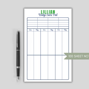Bridge Score Pad - Bridge Scorepad - Bridge Score Sheets - Bridge Score Card - Personalized Score Pad - Bridge Group