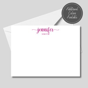 Personalized Notecards: Feminine Script Stationery Set - Flat Thank You Notes