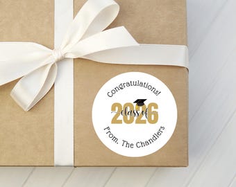 Graduation Gift Stickers - Class of 2024 Gift Stickers - Round Graduation Gift Stickers - Personalized Gift Stickers - Congratulations Grad