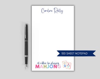 Personalized Mahjong Notepad - Mahjong Team Gift - I'd Rather Be Playing Mahjong Notepad - Mahjong Stationery - Mahjong Gift for Her
