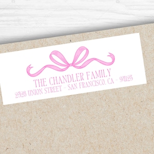 Personalized Pink Bow Address Labels - Grandmillennial Return Address Stickers