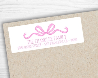 Personalized Pink Bow Address Labels - Grandmillennial Return Address Stickers
