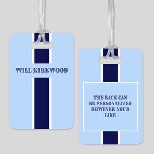 Blue Colorblock Luggage Tag - Diaper Bag Tag - Grandmillennial Luggage Bag Tag - Preppy Luggage Tag - Masculine Metal Luggage Tag