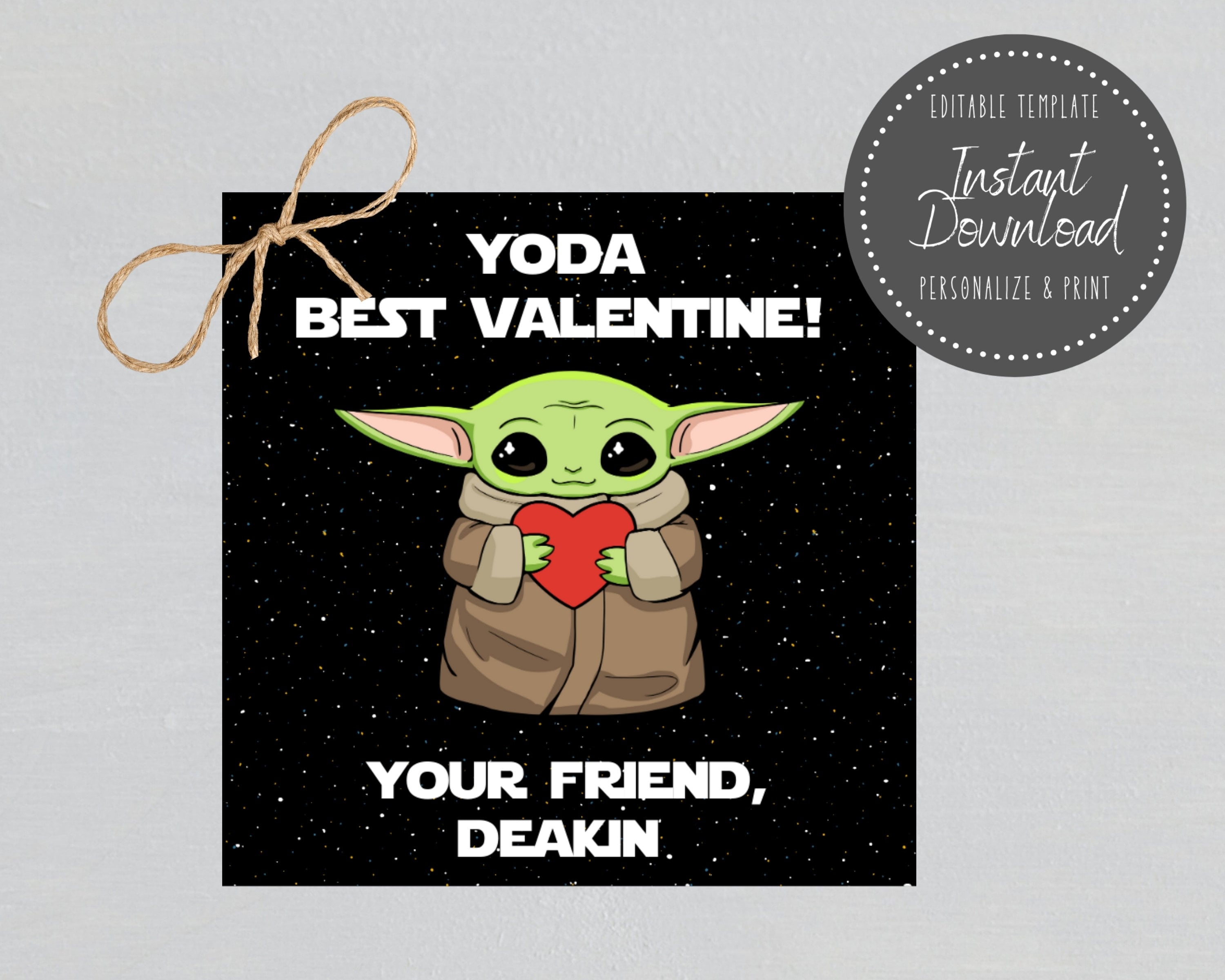 Baby Yoda Valentine Yoda Best Valentine Personalized Etsy UK