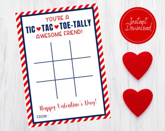 Tic Tac Toe Valentijnskaart - Class Valentine Exchange - Directe digitale download