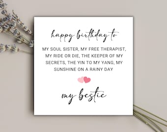 Birthday Card for Best Friend – Soul Sister Birthday Card – Bestie Birthday Card – Funny Friendship Card – Ride or Die Birthday Card