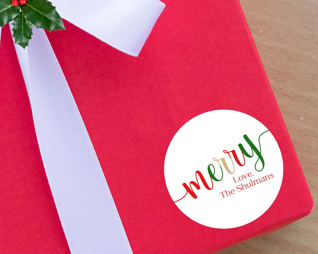 Custom Gift Sticker Personalized Gift Stickers - Round Merry Christmas Gift Stickers ...