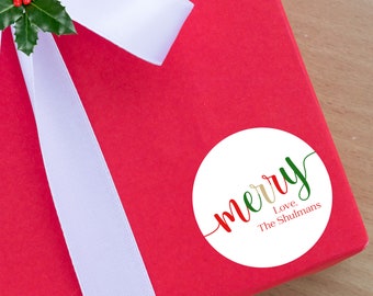 Personalized Gift Stickers - Round Merry Christmas Gift Stickers - Merry Christmas Gift Tags - Gift Stickers - Christmas