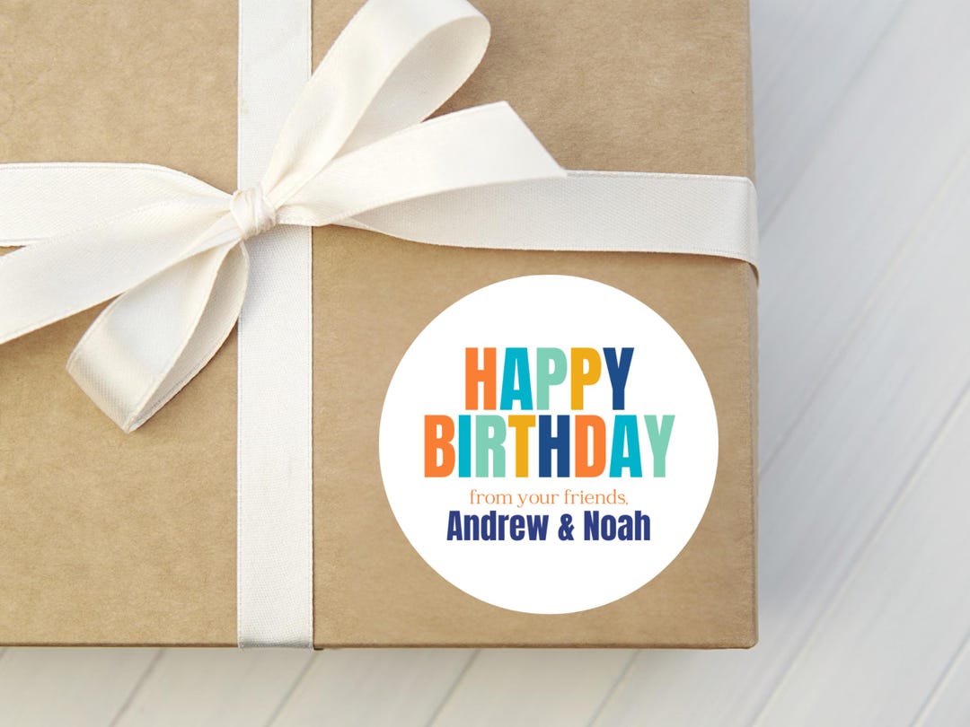 Happy Birthday Gift Stickers - Personalized Round Gift Labels - Kids ...
