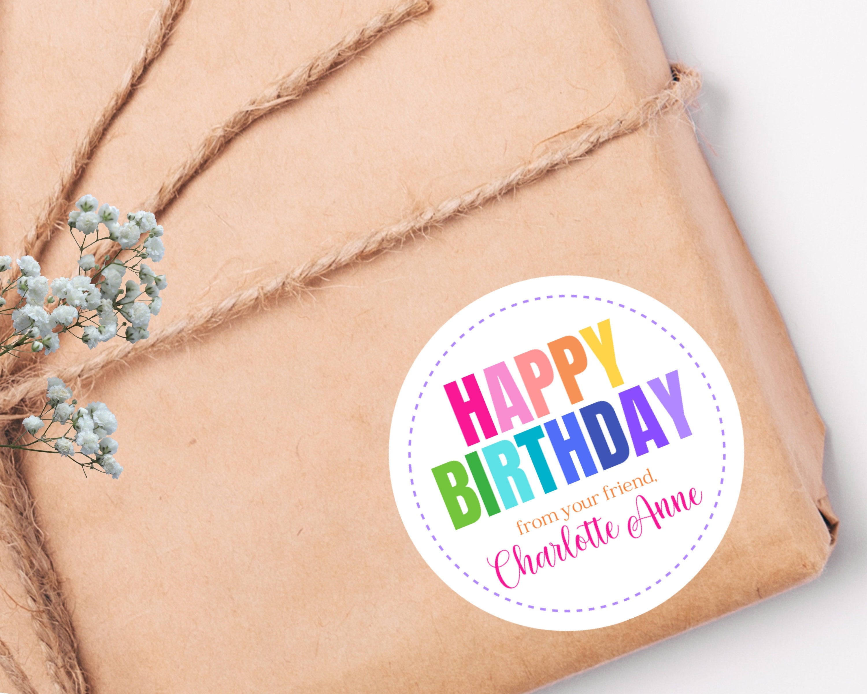 Personalized Gift Stickers Round Gift Stickers Happy Birthday Stickers