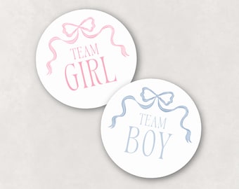 Baby Gender Reveal Stickers: Team Girl or Team Boy