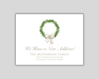 New Address Announcements: Floral Wreath Moving Cards