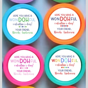 Personalized PlayDoh Valentine Stickers - School Classroom Valentine Exchange Favors