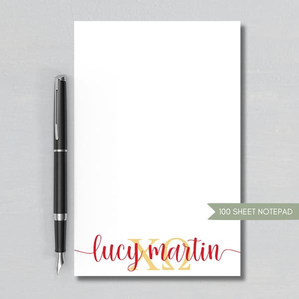 Chi Omega Notepad - Personalized Sorority Gift - Sorority Sisters Gift - Chi Omega Pledge Gift - Officially Licensed