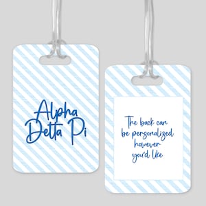 Alpha Delta Pi Luggage Tags - Alpha Delta Pi Bag Tags - Personalized Alpha Delta Pi Sorority Pledge Gift - ADPi Gifts - Officially Licensed