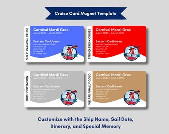 Personalized Carnival Cruise Card Magnet File: DIY Printable (PDF File)