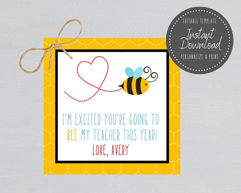 Burt's Bees Gift Tag BEE My Teacher Gift Tag First Day - Etsy