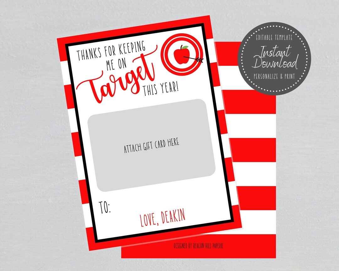 Target Gift Card Holder Teacher Appreciation Gift End of Etsy