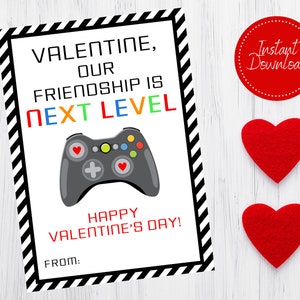 Gamer Valentine - Next Level Friend Valentine - Video Game Class Valentine - Preschool Valentine - Happy Valentine's Day - Instant Download