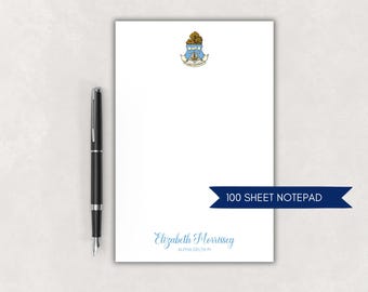 Personalized Alpha Delta Pi Crest Notepad - ADPi Notes - Officially Licensed Sorority Gift