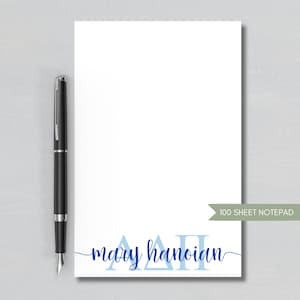Alpha Delta Pi Notepad - ADPi Notepad - Personalized Sorority Gift - Sorority Sister Gift - ADPi Pledge Gift - Officially Licensed
