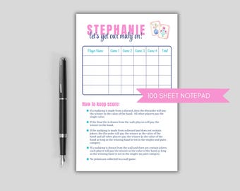 Personalized Mahjong Score Pad - Let's get our Mahj On Notepad - Girls Game Night