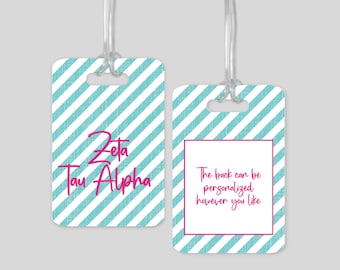 Personalized Zeta Tau Alpha Luggage Tag - Officially Licensed Sorority Gift