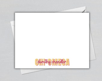 Chi Omega Sorority Notecards - Personalized Chi Omega Stationery - Chi O Notecards - Sorority Pledge Gift - Officially Licensed