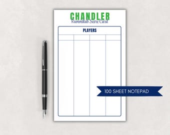 Personalized Family Game Night Score Pad - 100 Sheet Scorepad - 4 or 6 Players