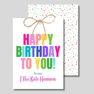Personalized Happy Birthday Gift Tags - Colorful Gift Enclosures